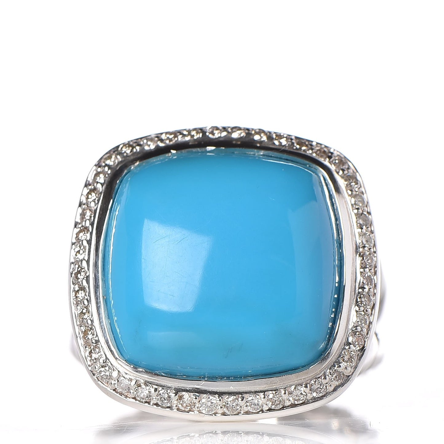 Sterling Silver Diamond Turquoise 14mm Albion Ring 53 6.5
