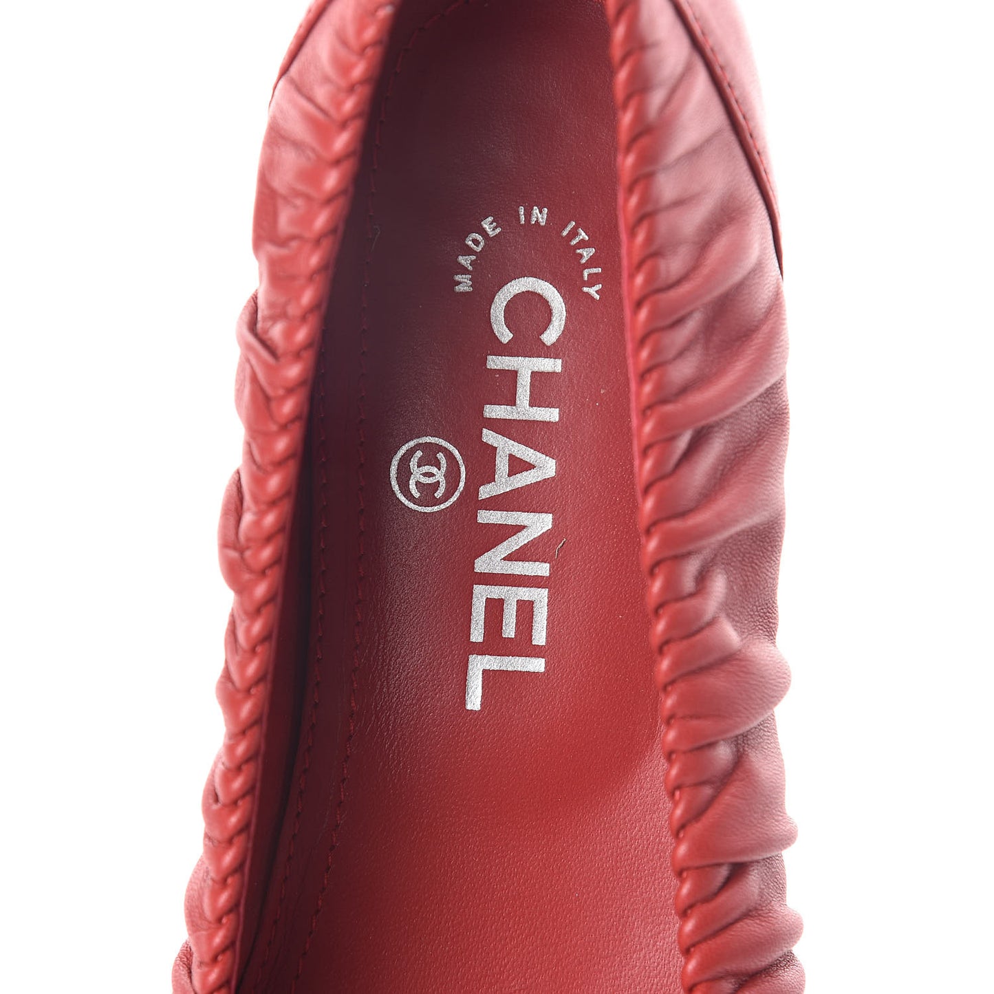 Lambskin CC Cap Toe Ballerina Flats 39 Red