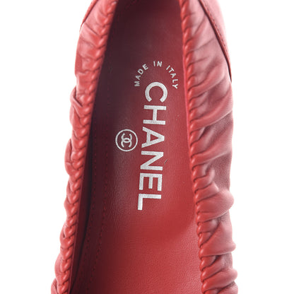 Chanel Lambskin CC Cap Toe Ballerina Flats 39 Red 5 of 9