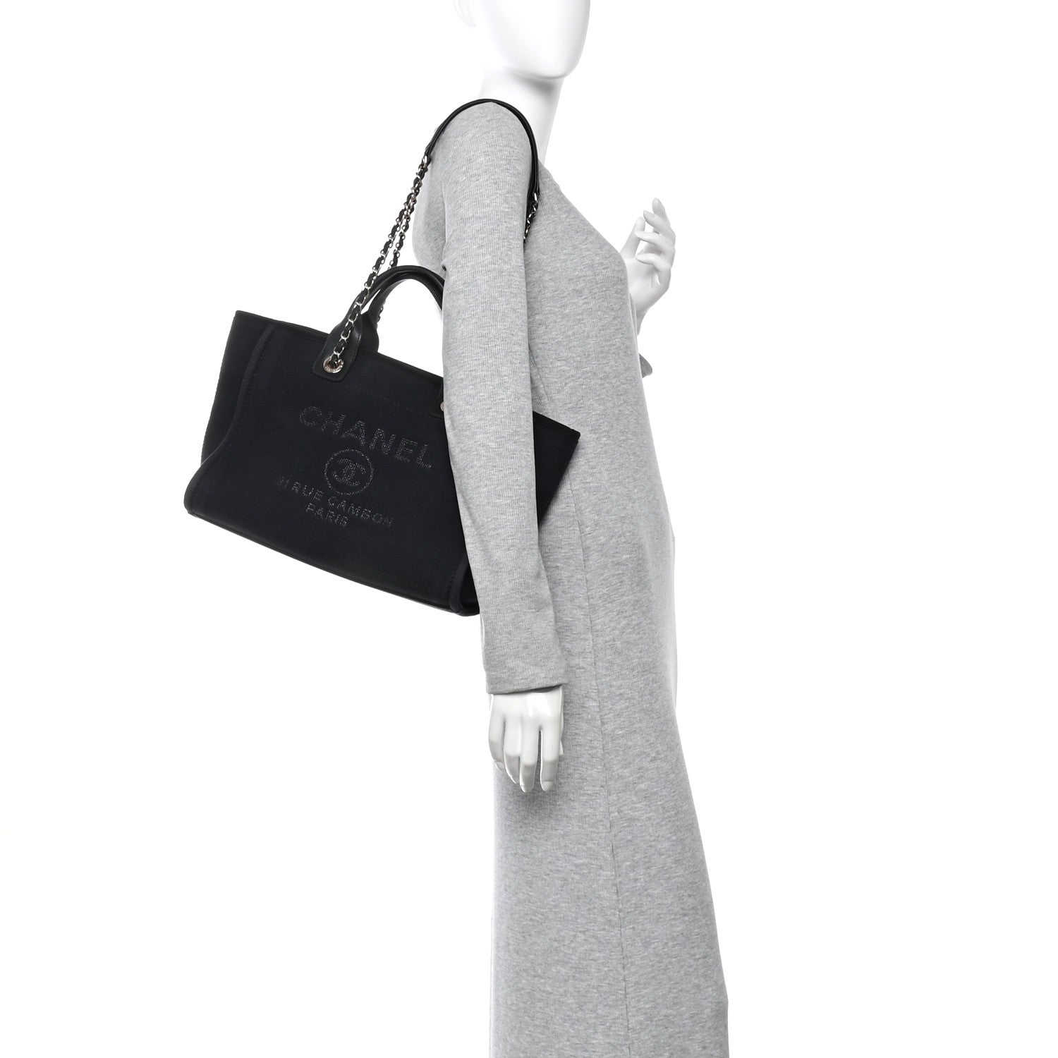 Chanel Mixed Fibers Small Deauville Tote Black 2 of 10
