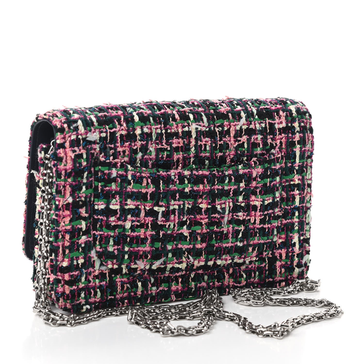 Chanel Tweed Quilted Reissue Wallet On Chain WOC Pink Multicolor 3 of 10