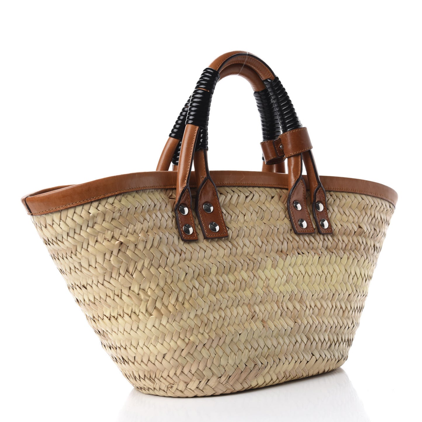 Straw Calfskin Bistrot Panier Small Tote Natural