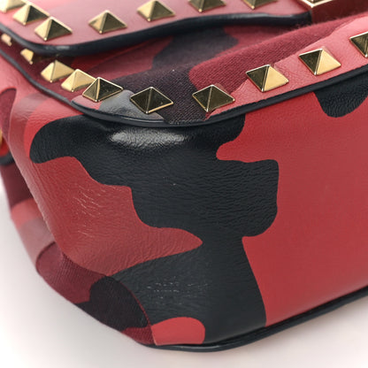 Valentino Garavani Nappa Canvas Camouflage Mini Rockstud Flap Saddle Crossbody Bag Red 6 of 7