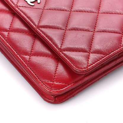 Chanel Lambskin Quilted Wallet On Chain WOC Red 11 of 11
