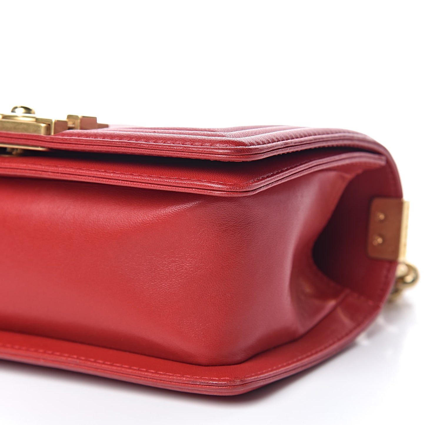 Lambskin Quilted Small Boy Flap Dark Red
