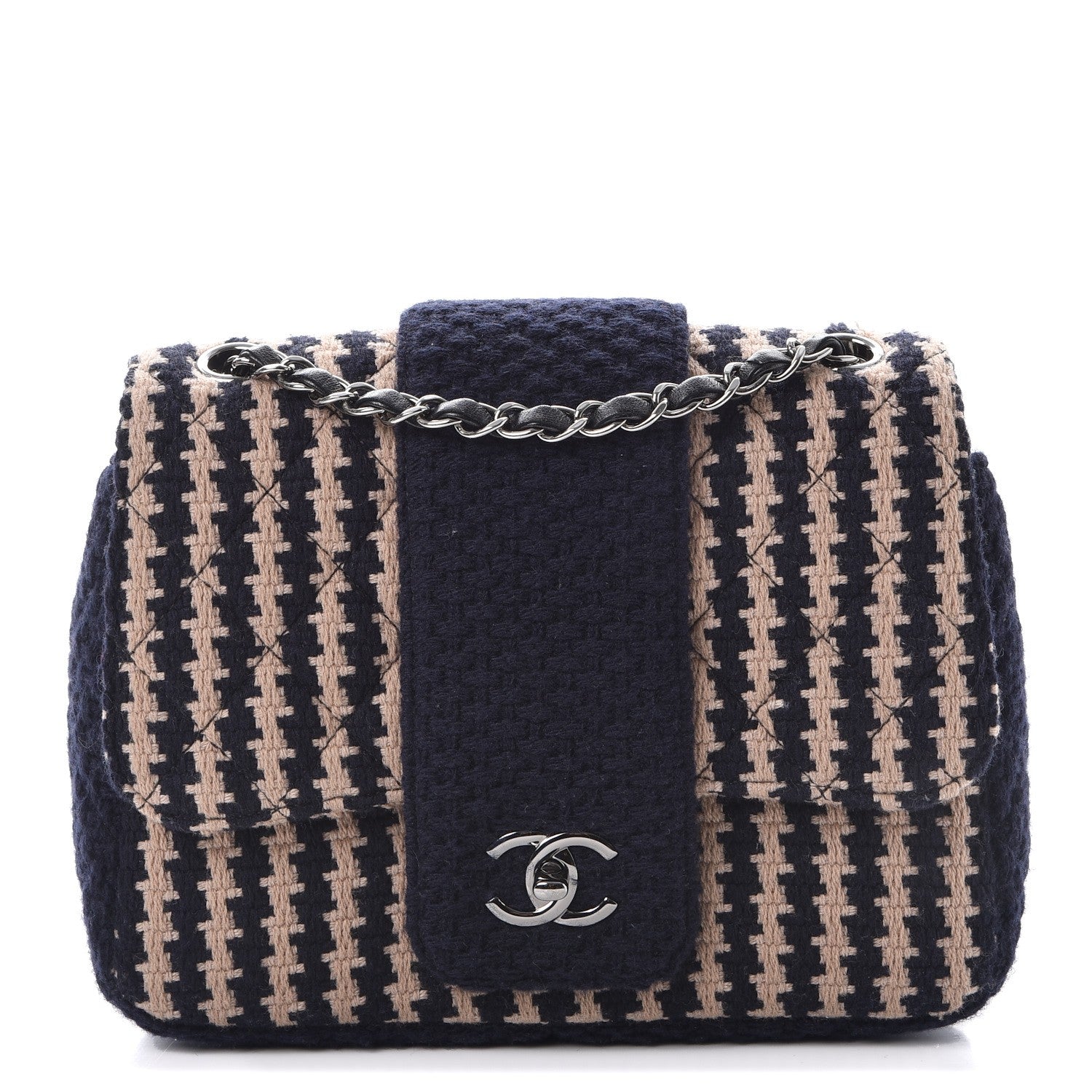 Chanel Tweed Small Elementary Chic Flap Blue Beige 1 of 10