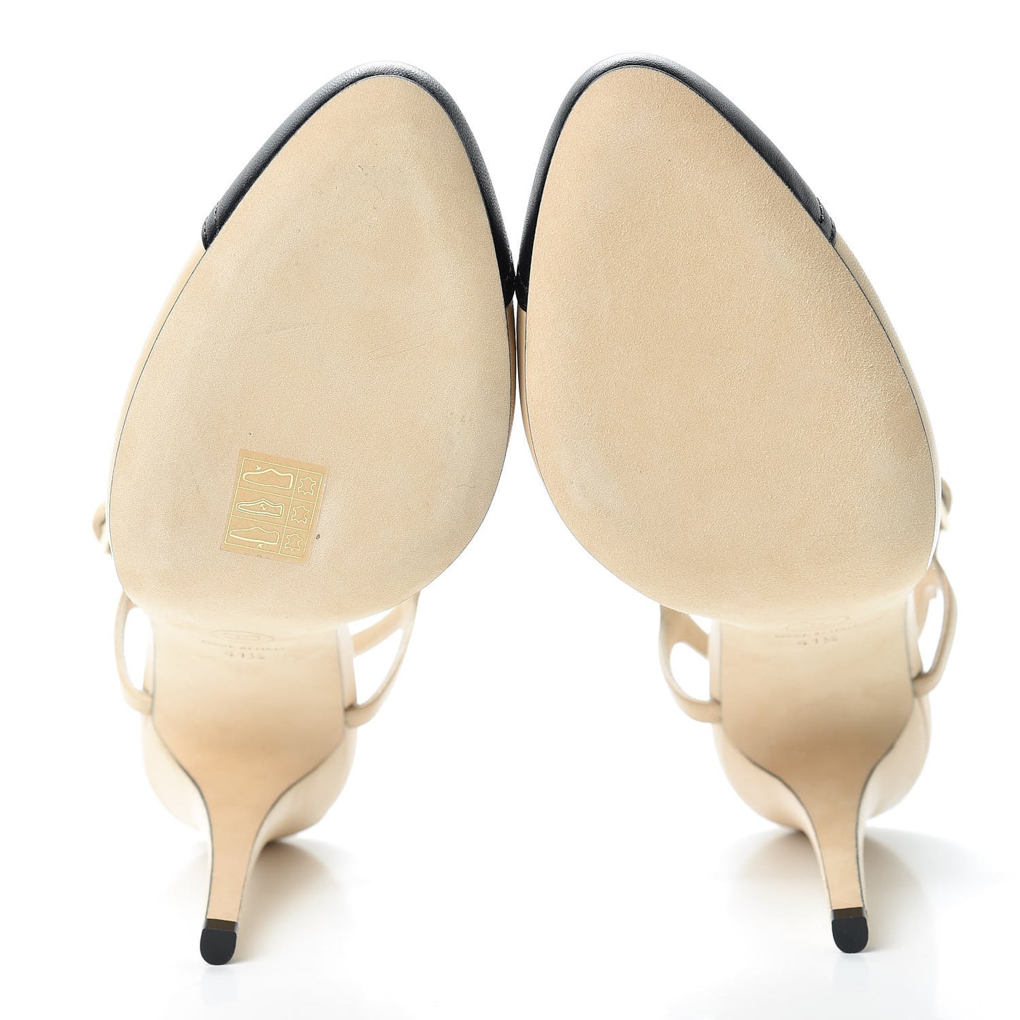 Lambskin Cap Toe CC Slingback Pumps 41.5 Beige Black