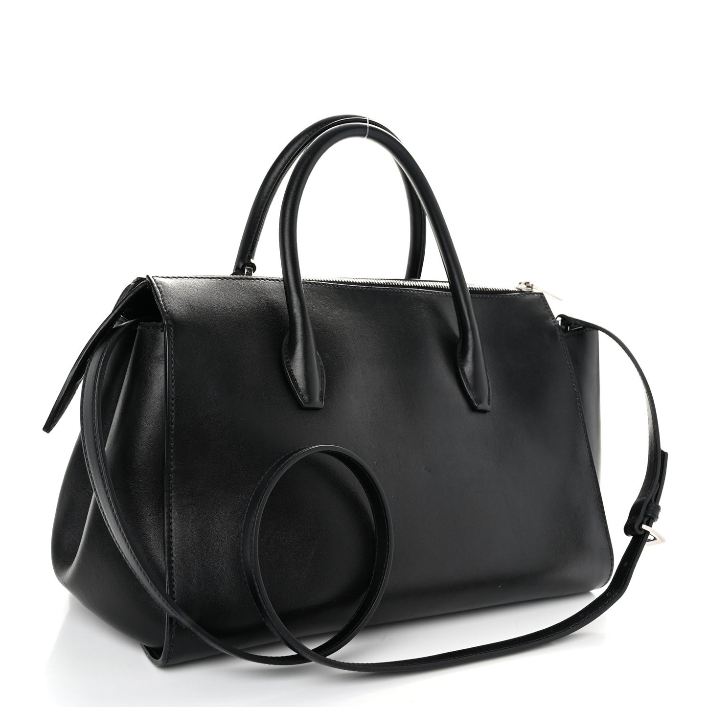 Soft Calfskin Top Handle Satchel Black