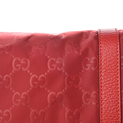 Gucci Nylon Monogram Double Buckle Flap Messenger Bag Vibrant Red 10 of 10