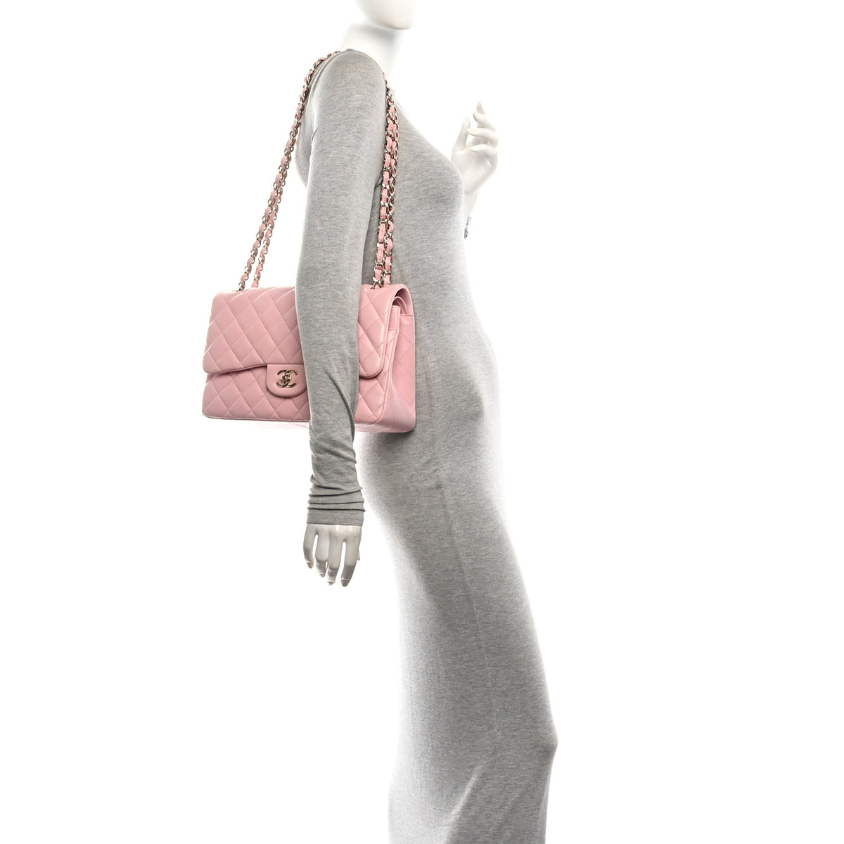 Chanel Lambskin Quilted Jumbo Double Flap Light Pink 2 of 10