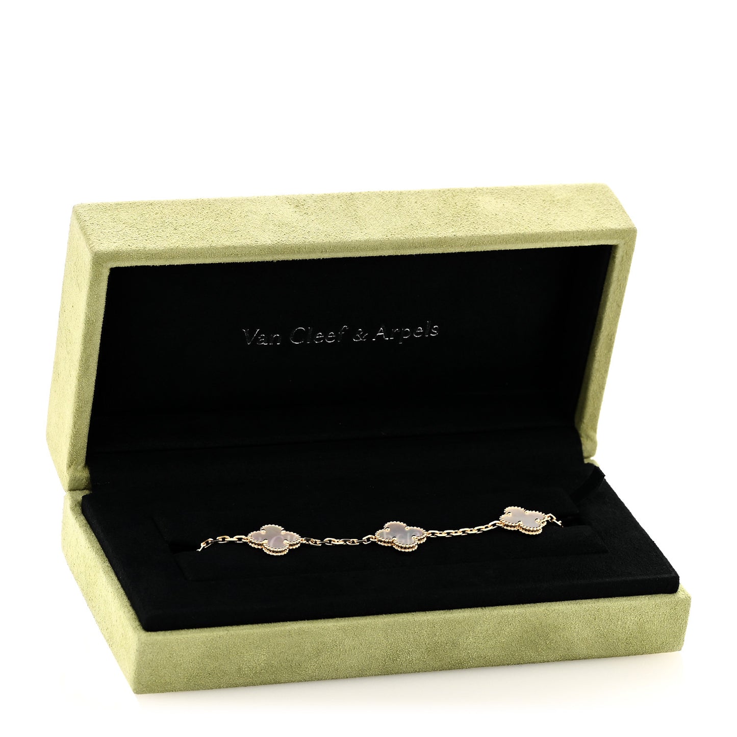 18K Yellow Gold Mother of Pearl 5 Motifs Vintage Alhambra Bracelet