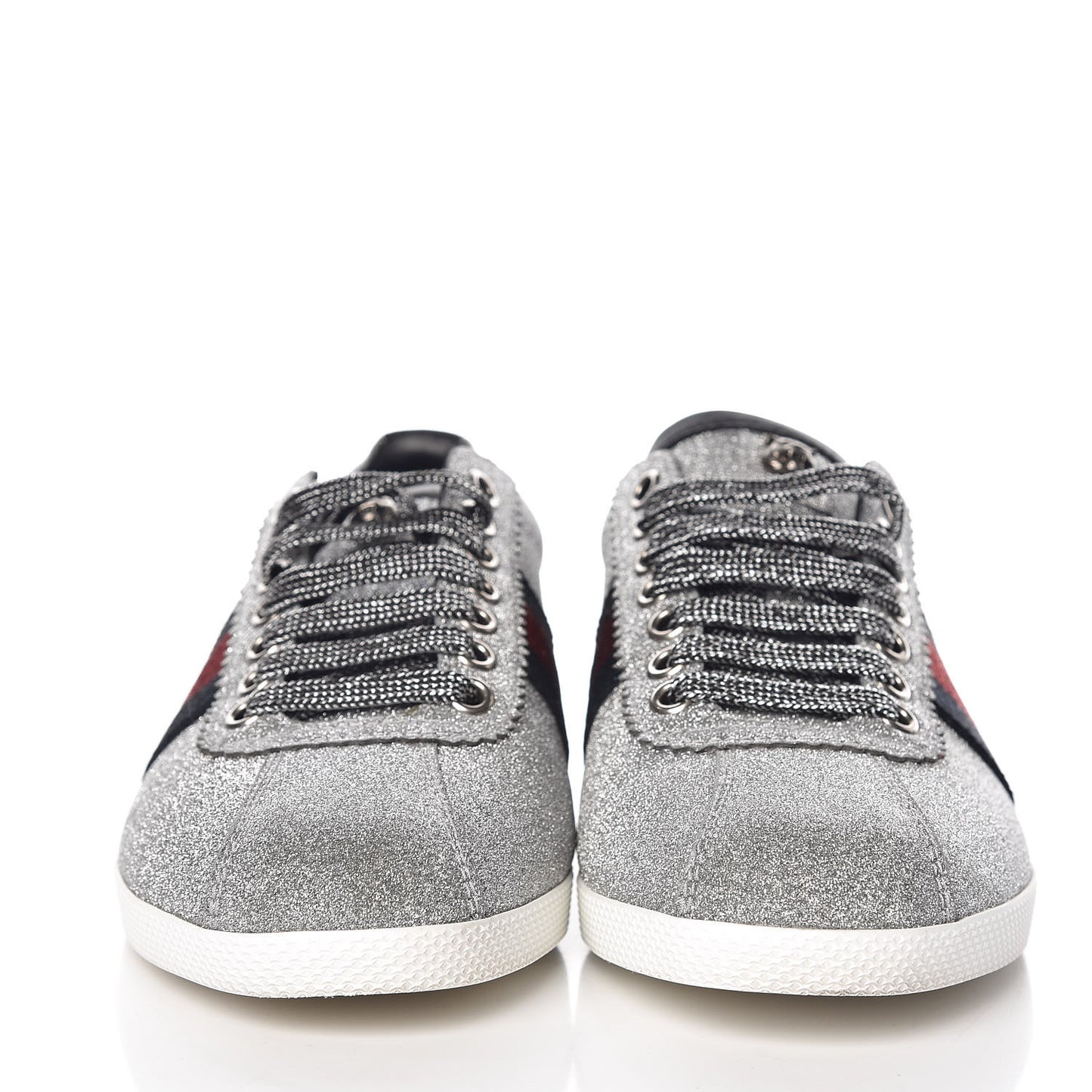 Glitter Fabric Studded Web Womens Sneakers 36 Silver