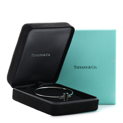 Tiffany 18K White Gold Diamond T Wire Bracelet 4 of 4
