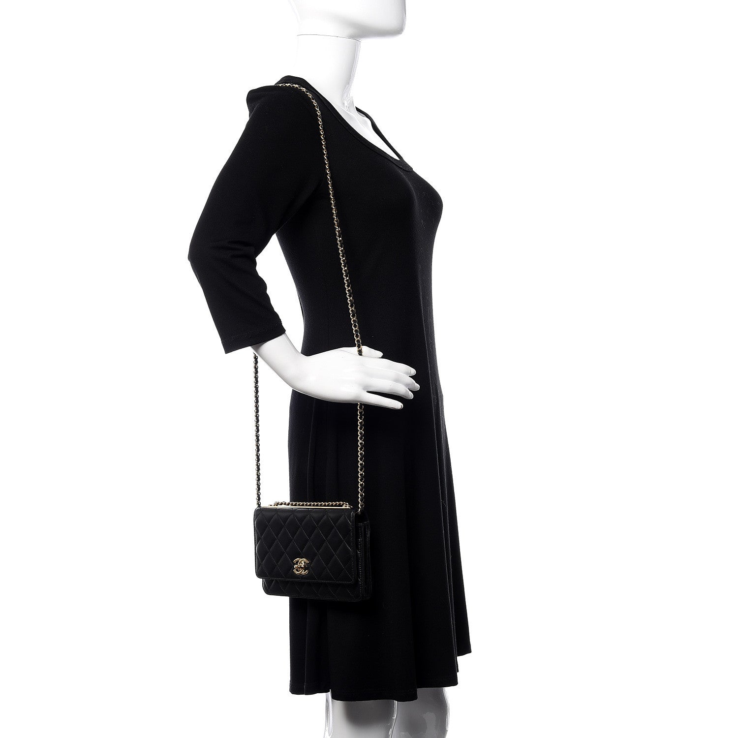 Chanel Lambskin Quilted Trendy CC Wallet On Chain WOC Black 2 of 13