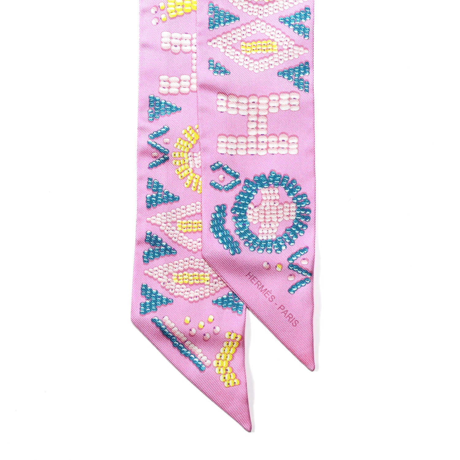 Hermes Silk Kelly En Perles Twilly Rose Bonbon Canard 2 of 5
