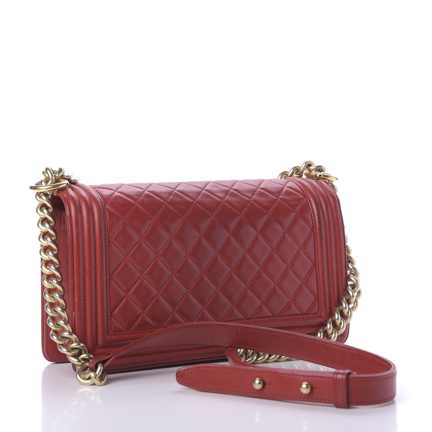 Lambskin Quilted Medium Boy Flap Red