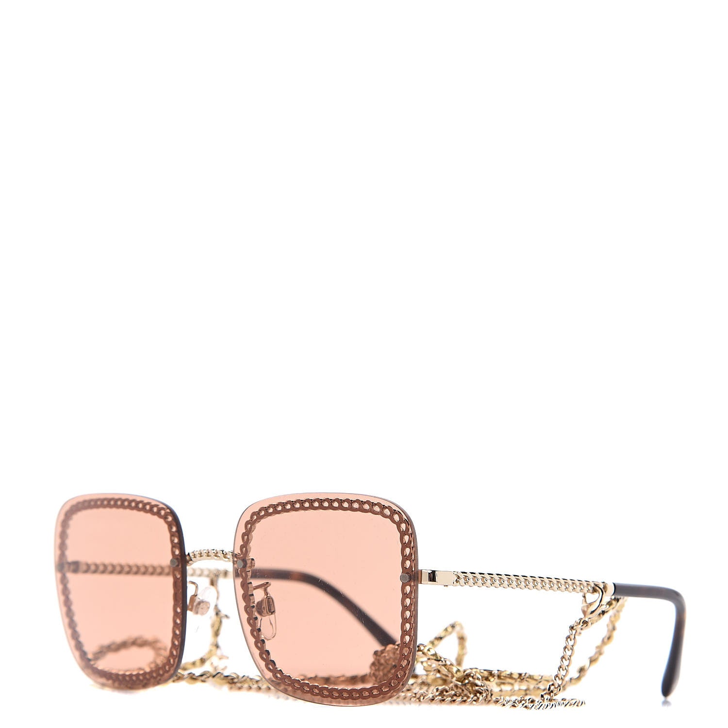 Chanel Metal Removable Chain Square Sunglasses 4244 Light Brown 1 of 7