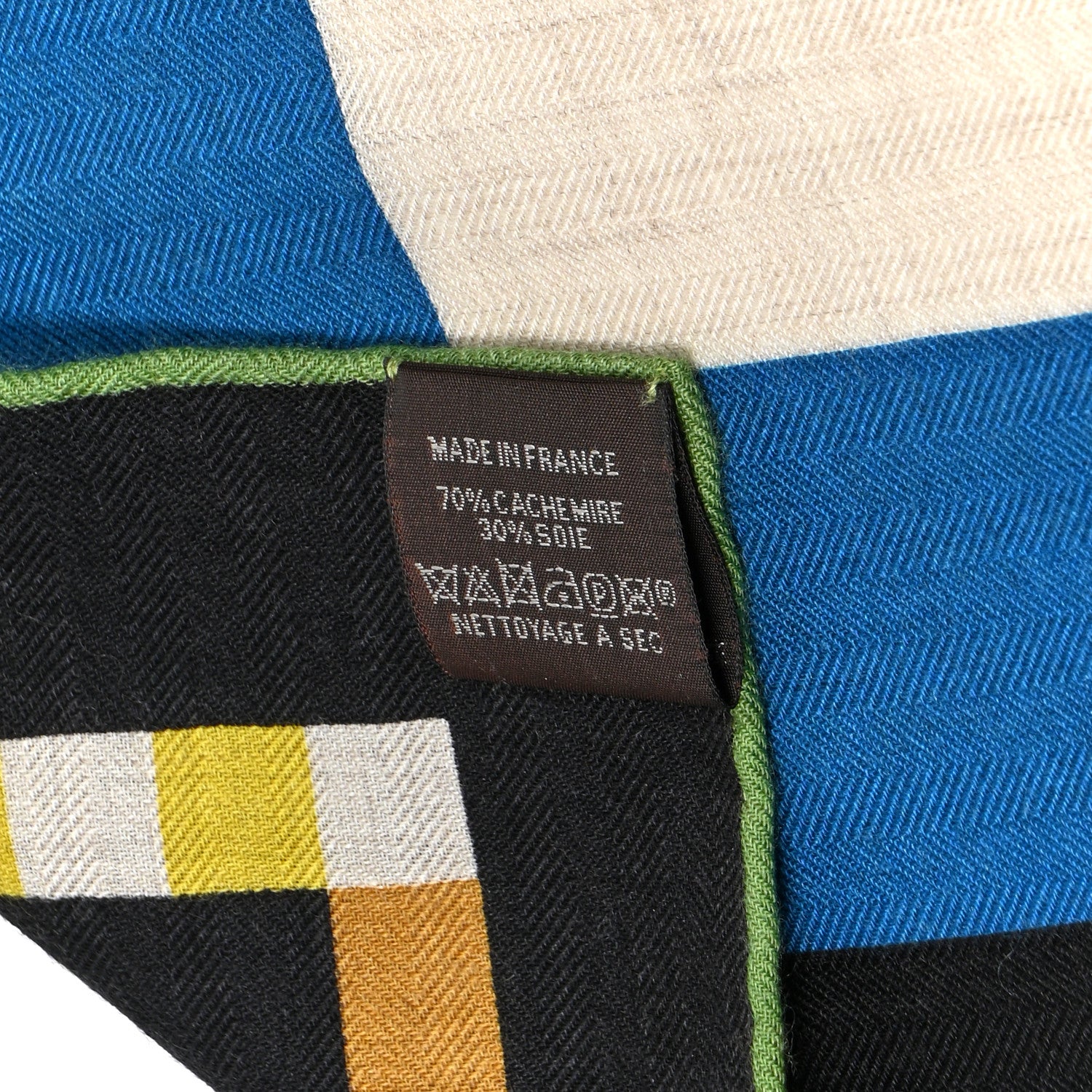 Hermes Cashmere Silk Voitures en Equilibre Shawl 140 Black Bleu Cobalt Natural 4 of 4