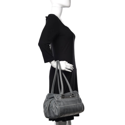 Chanel Caviar Square Stitched Medium Tote Grey 2 of 14