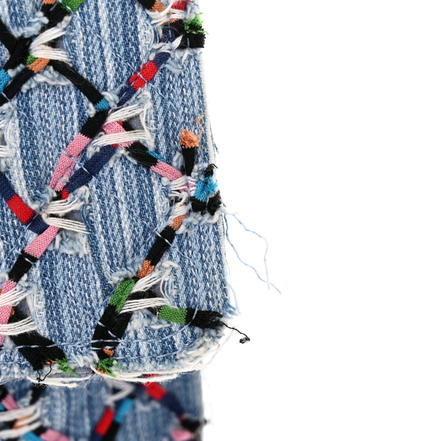 Woven Denim Medium Flap Multicolor