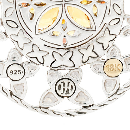 John Hardy Sterling Silver 18K Yellow Gold Citrine Garnet Kawung Round Pendant 3 of 3