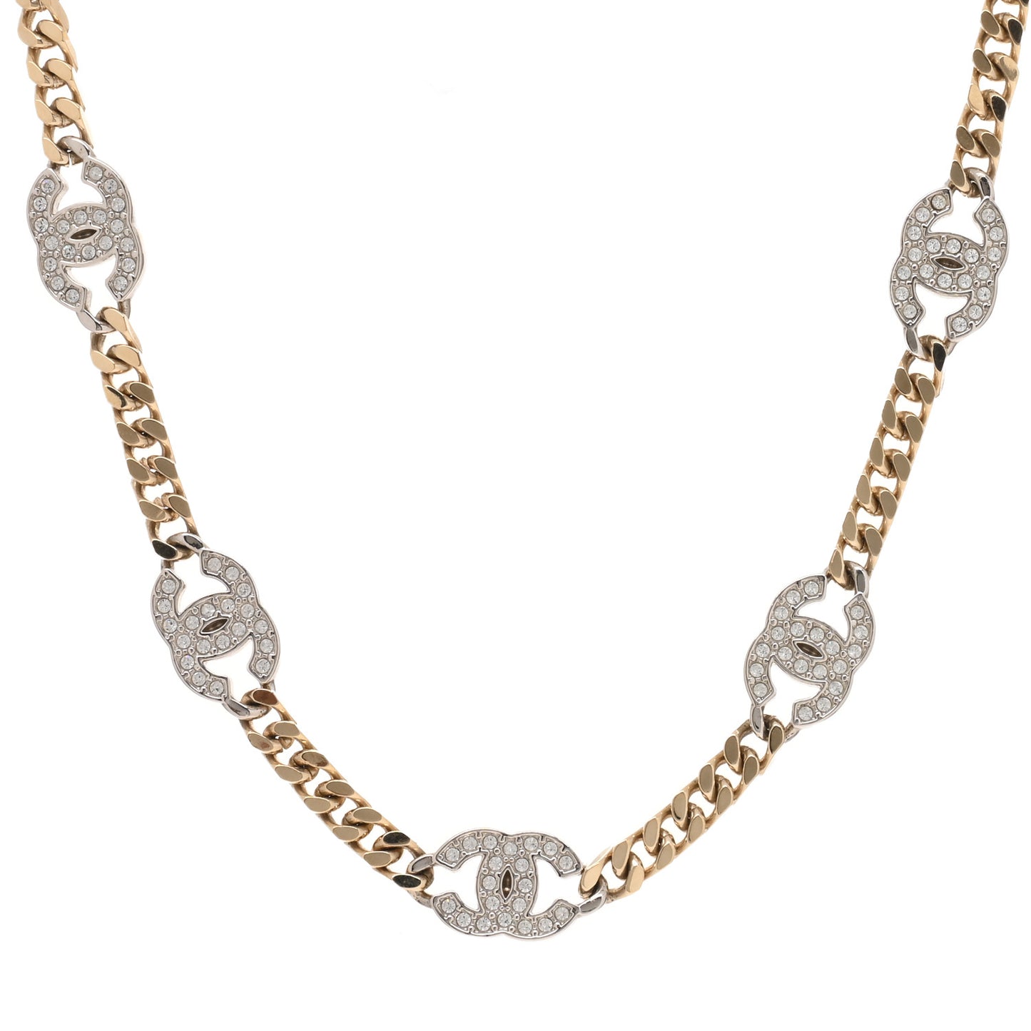 Crystal Chain CC Choker Gold Silver