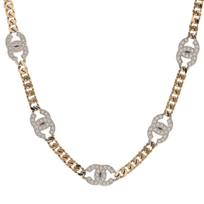 Chanel Crystal Chain CC Choker Gold Silver 1 of 3