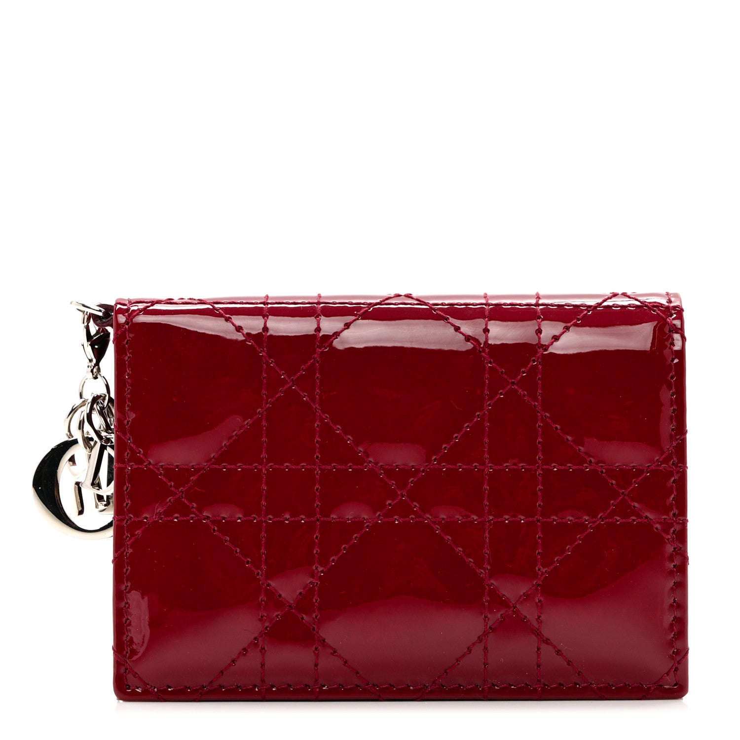 Christian Dior Patent Cannage Small Lady Dior Flap Card Holder Scarlet 1 of 6