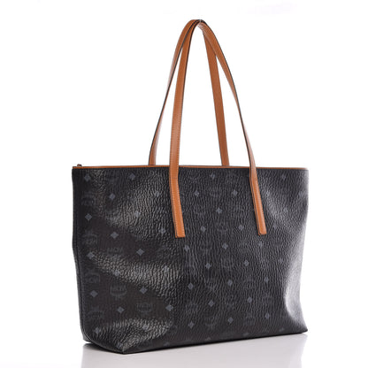MCM Visetos Medium Anya Shopper Tote Black 3 of 10
