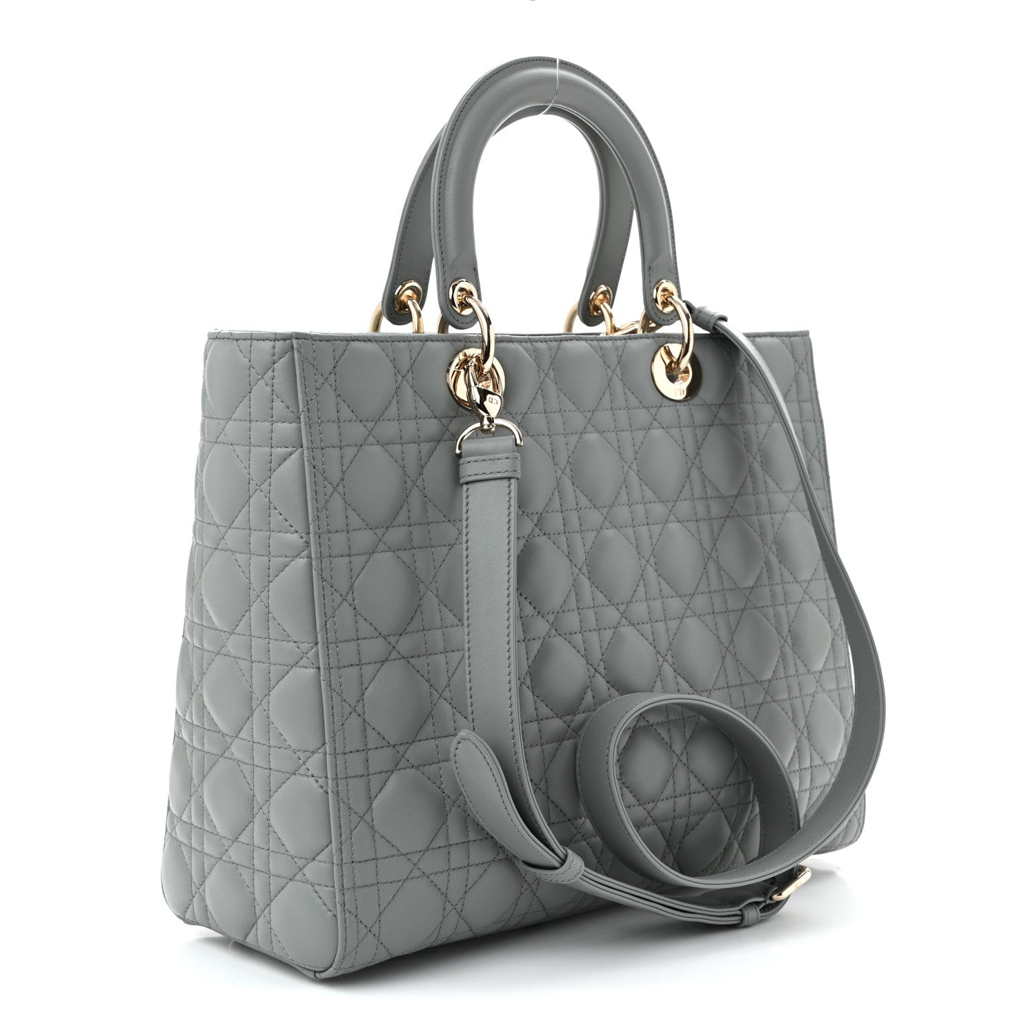 Christian Dior Lambskin Cannage Large Lady Dior Stone Grey 3 of 10
