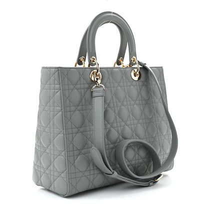 Christian Dior Lambskin Cannage Large Lady Dior Stone Grey 3 of 10