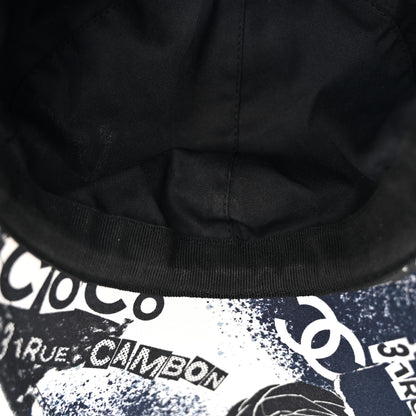 Chanel Cotton Coco Print Cap Hat Navy Black White 9 of 9