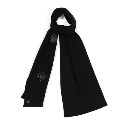 Chanel Cashmere Crystal Logo Scarf Black 1 of 3