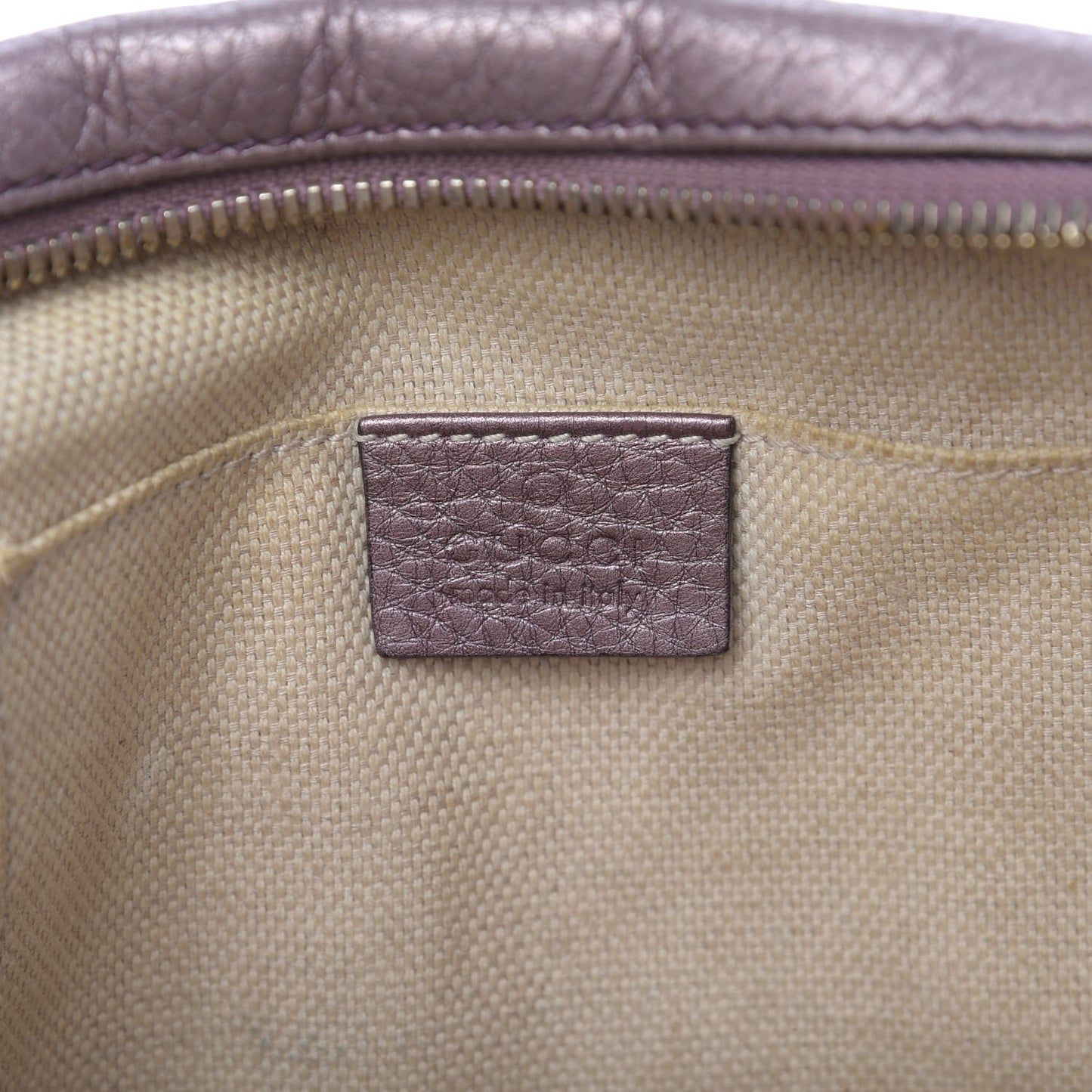 Metallic Pebbled Calfskin Small Soho Disco Bag Purple