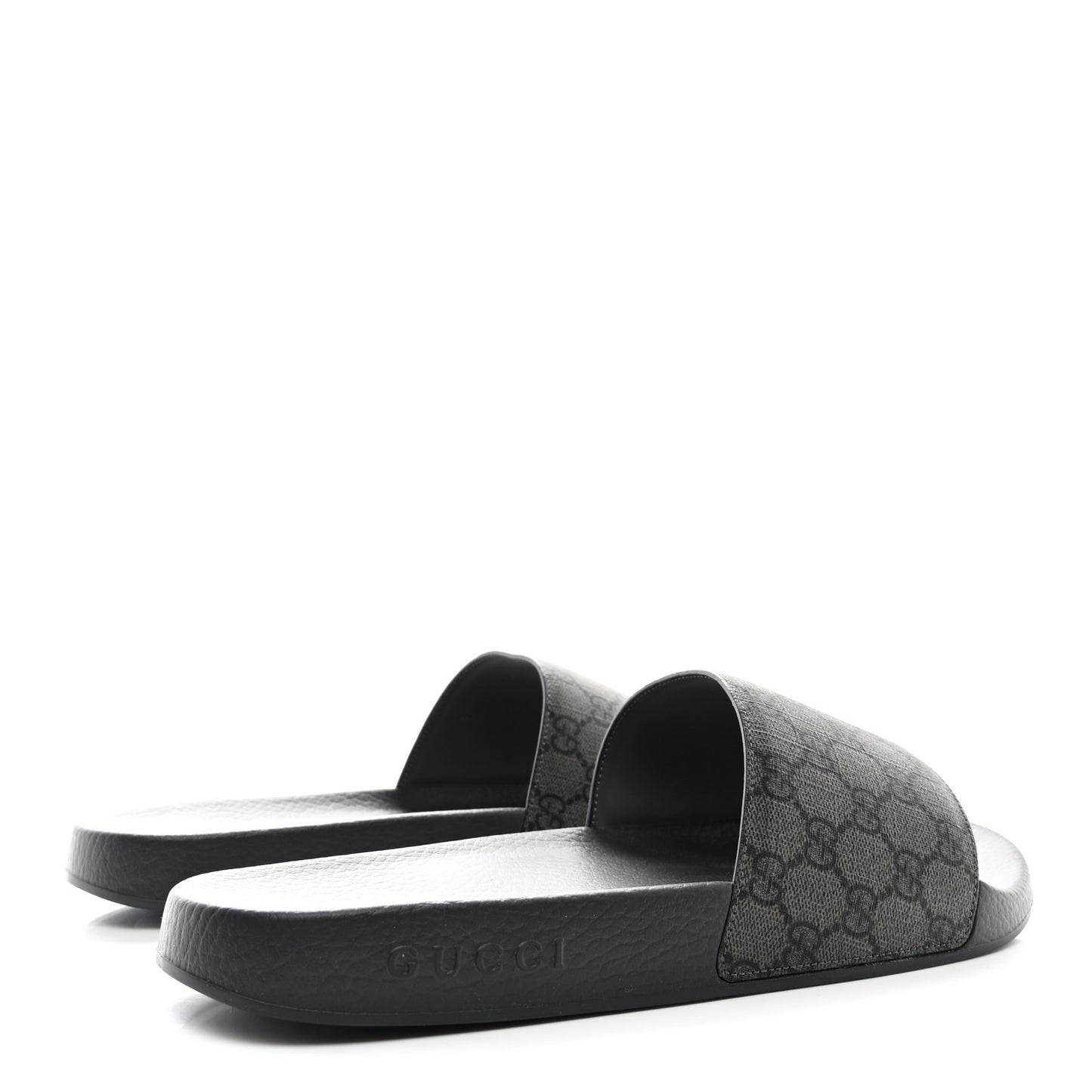 GG Supreme Monogram Mens Slide Sandals 12 Grey Black