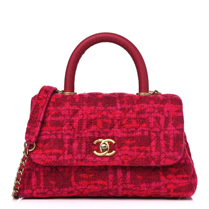 Chanel Tweed Mini Coco Handle Flap Red 1 of 9