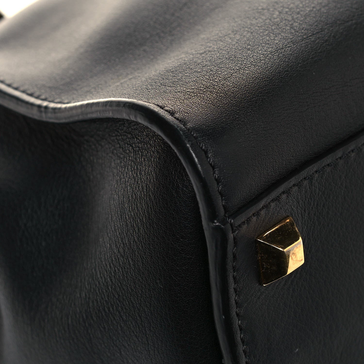 Fendi Vitello Seta Gold Studded Medium Peekaboo Iconic Satchel Black 7 of 12