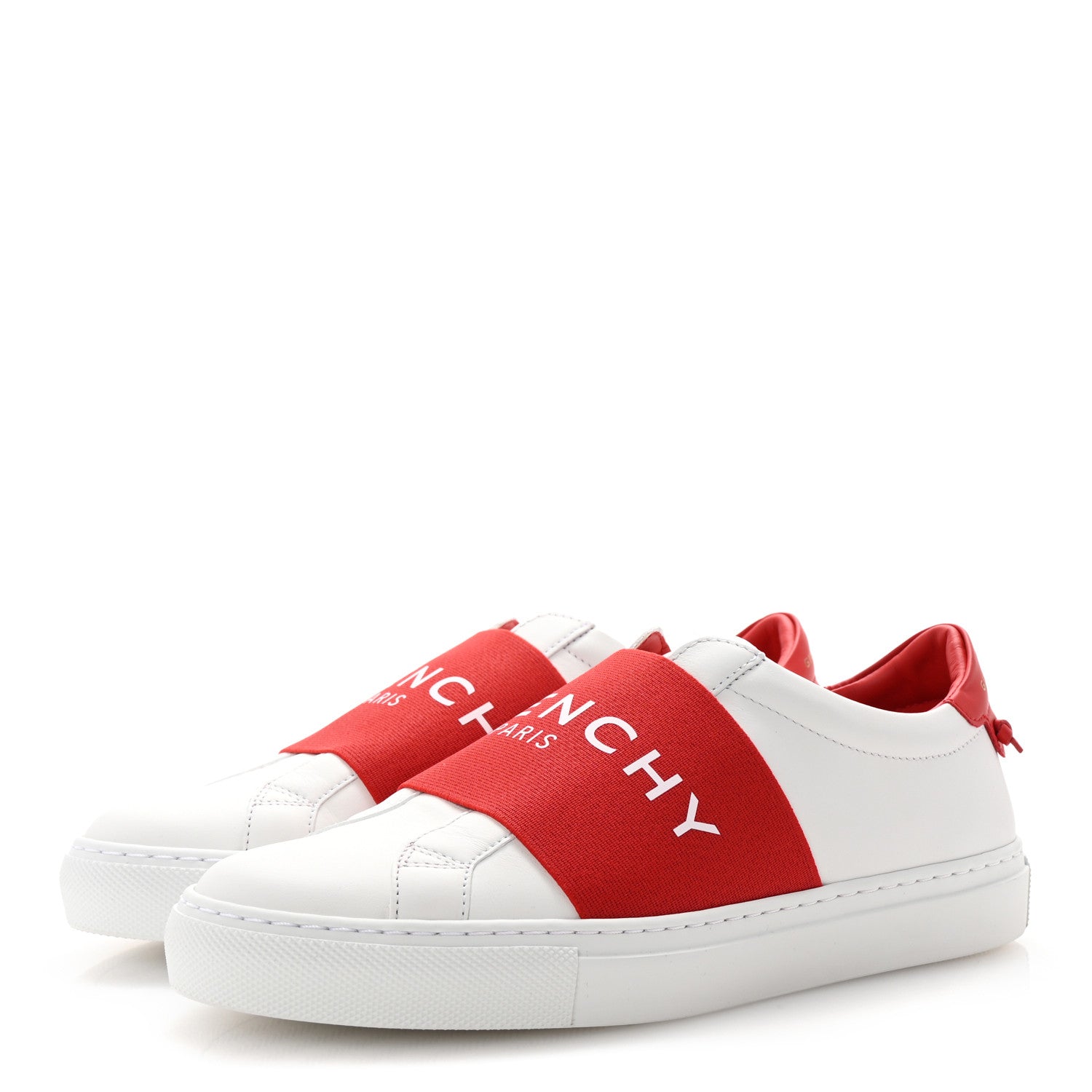 Givenchy Calfskin Band Logo Womens Urban Street Sneakers 37 White Red 4 of 10