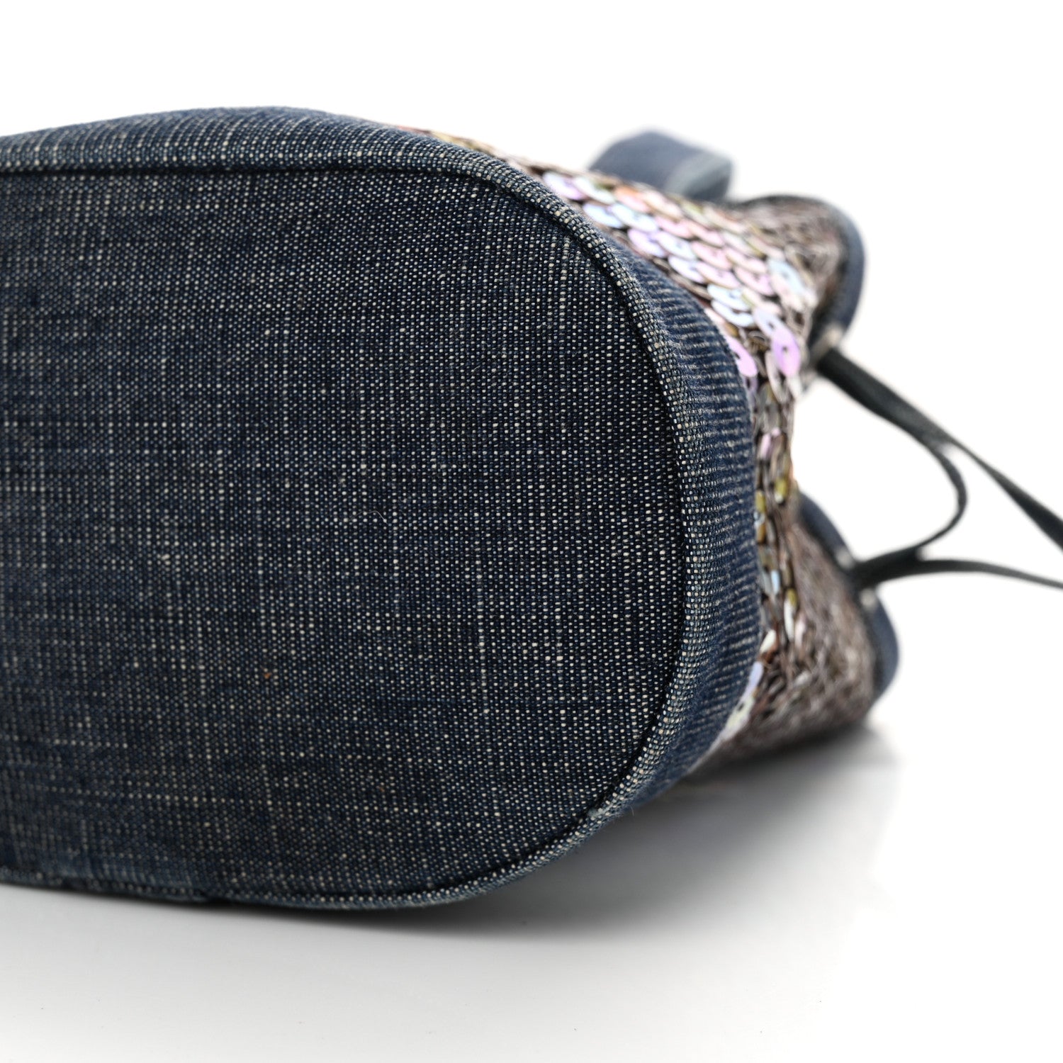 Chanel Sequin Denim Small Drawstring Bucket Bag Blue 11 of 17