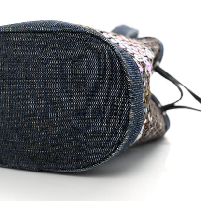 Chanel Sequin Denim Small Drawstring Bucket Bag Blue 11 of 17