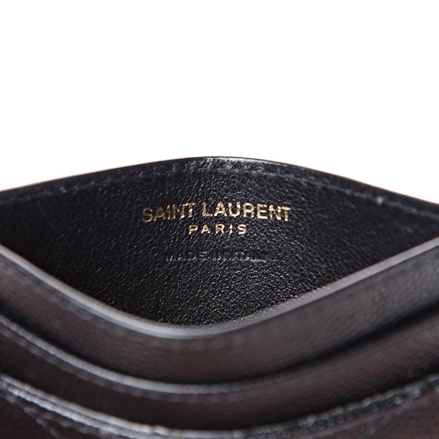 Saint Laurent Grain De Poudre Matelasse Chevron Monogram Credit Card Case Black 5 of 7