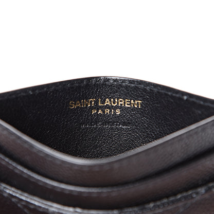 Saint Laurent Grain De Poudre Matelasse Chevron Monogram Credit Card Case Black 5 of 7