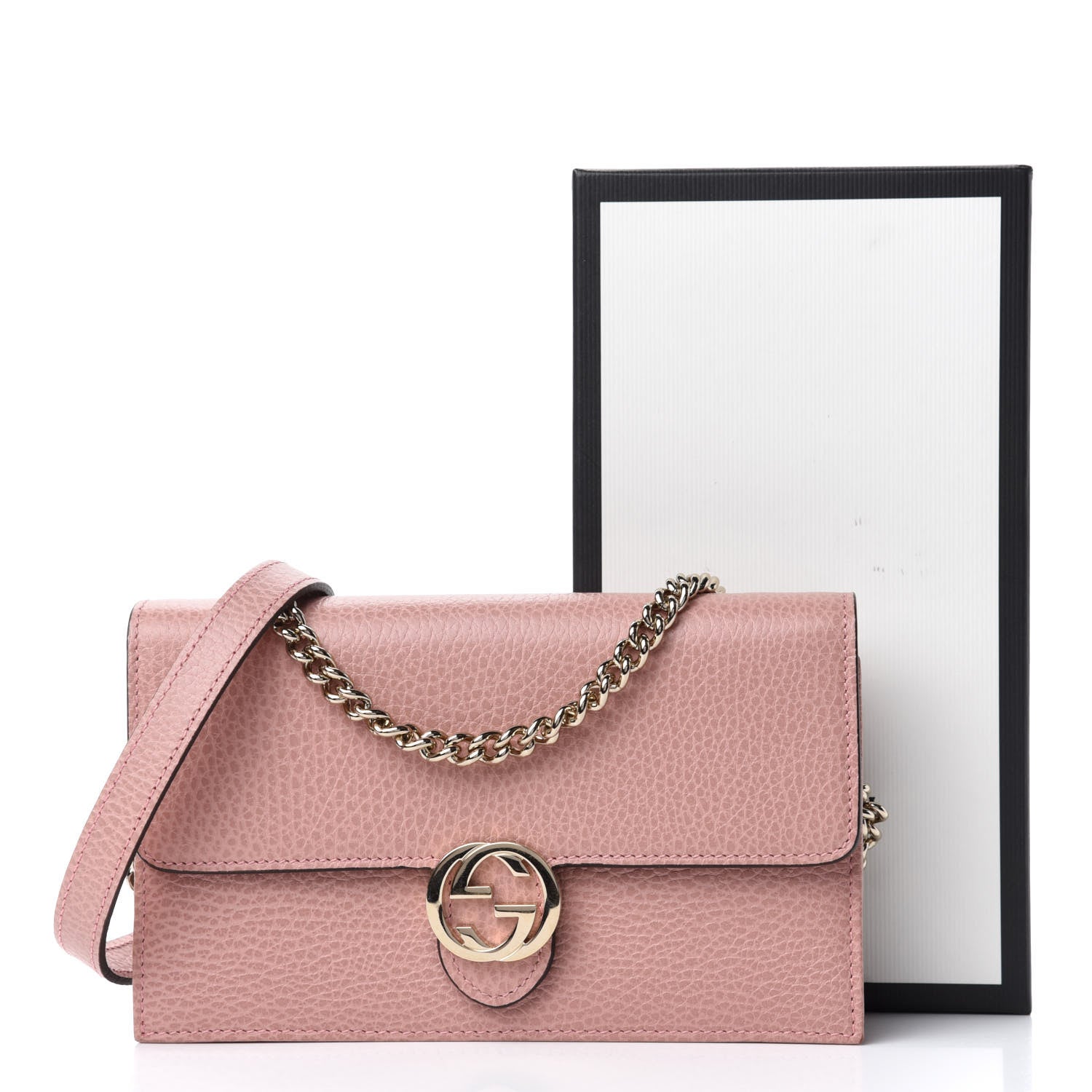 Gucci Dollar Calfskin Interlocking G Chain Wallet Soft Pink 7 of 7