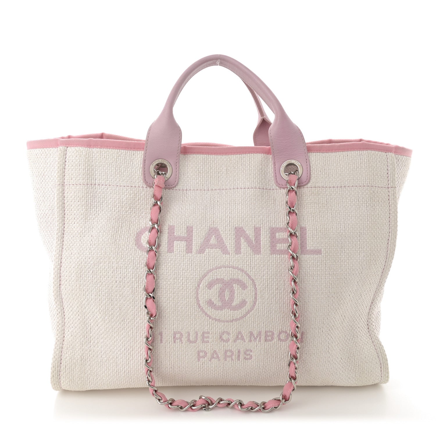 Chanel Woven Straw Raffia Medium Deauville Tote Pink 1 of 11