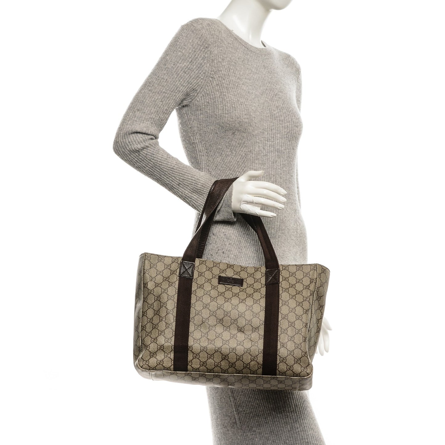 GG Plus Monogram Medium Tote Dark Brown