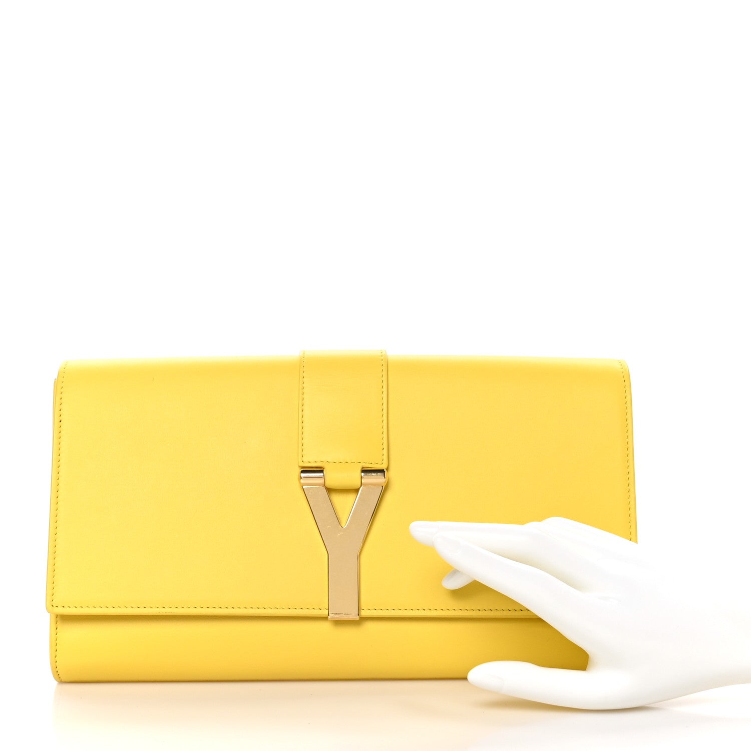 Saint Laurent Calfskin Classic Y Ligne Clutch Soleil 2 of 10