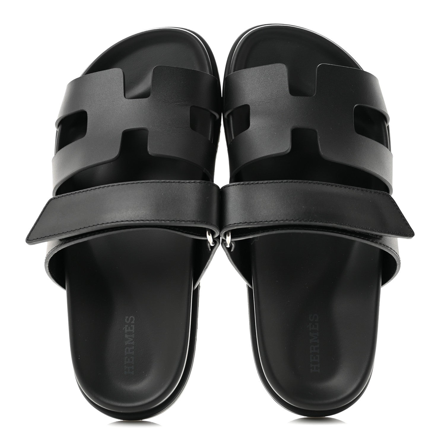Hermes Calfskin Womens Chypre Sandals 36.5 Black 2 of 9