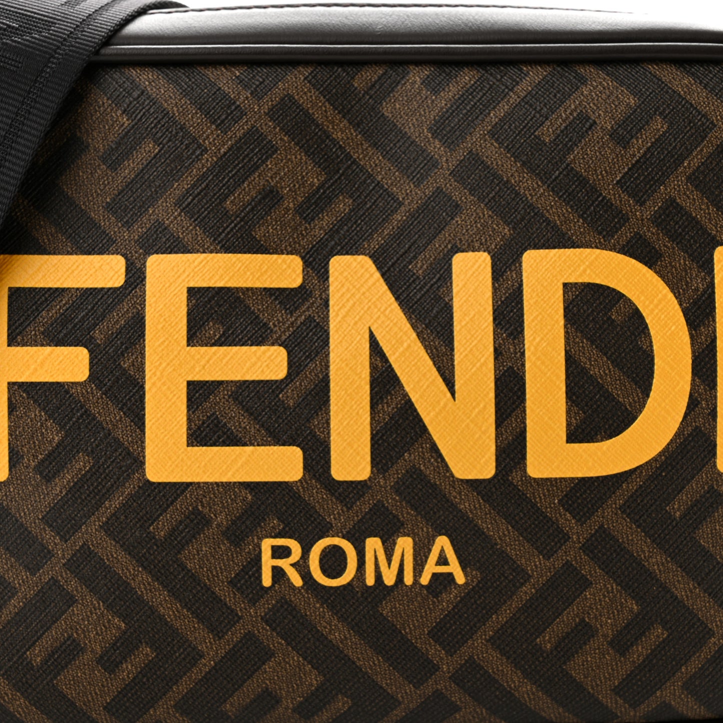 Shiny Glazed Fabric Vitello Cover FF 1974 Logo Medium Camera Case Tobacco Moro Giallo Ebano