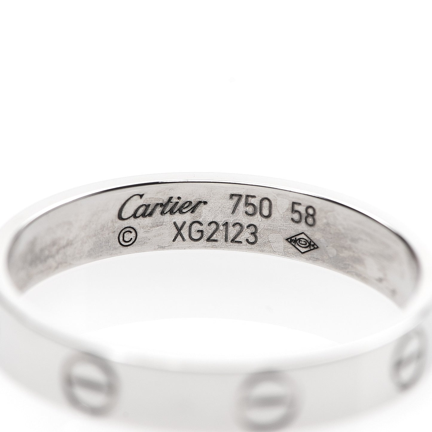 18K White Gold 3.5mm LOVE Wedding Band Ring 58 8.25