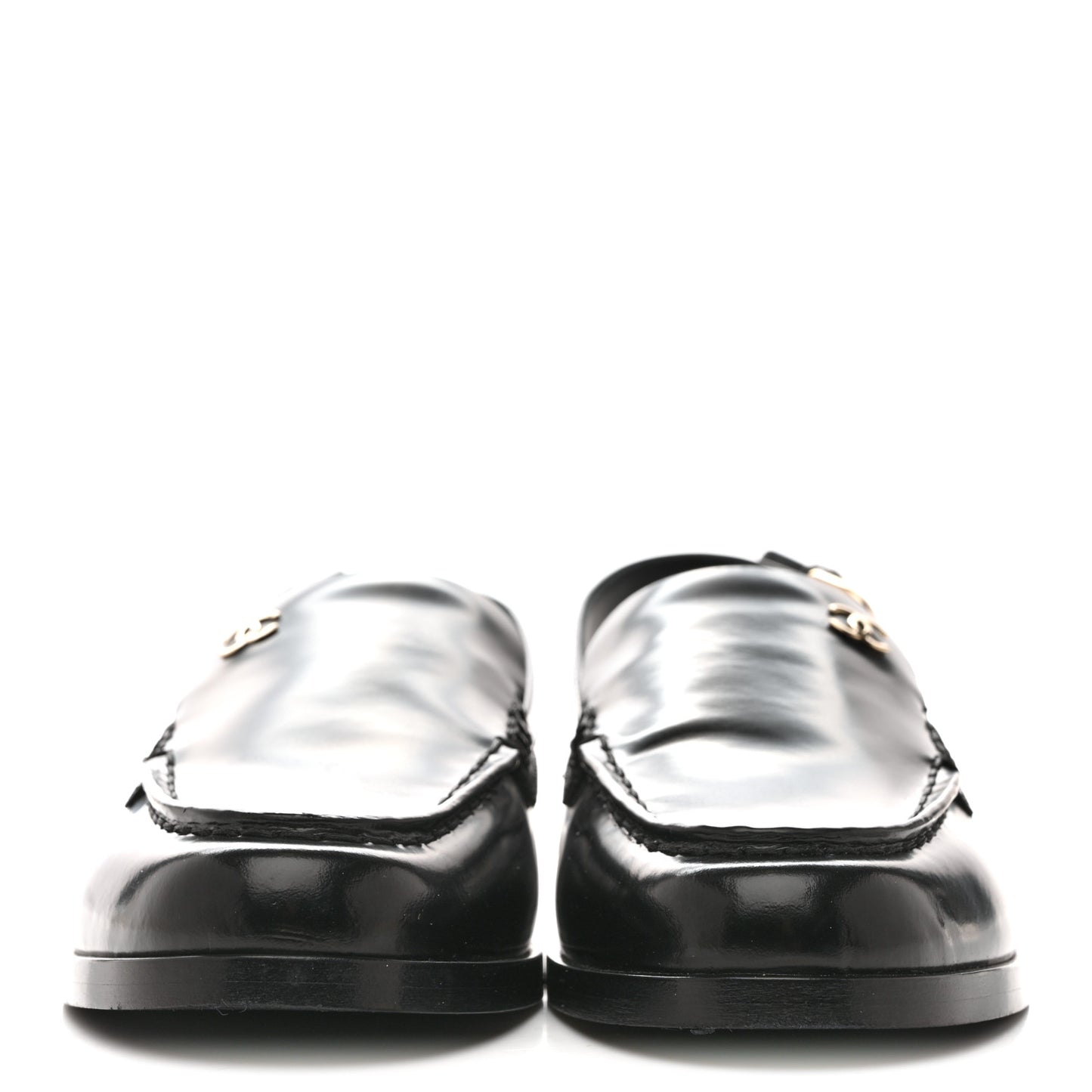 Shiny Calfskin Slingback Loafers 36.5 Black